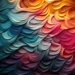 abstract bright colored multicolored wavy abstract background with curly shapes, in the style of cyril rolando, photorealistic details, heavy use of impasto, naturalistic color palette, patrick brown, installation creator, detailed feather rendering